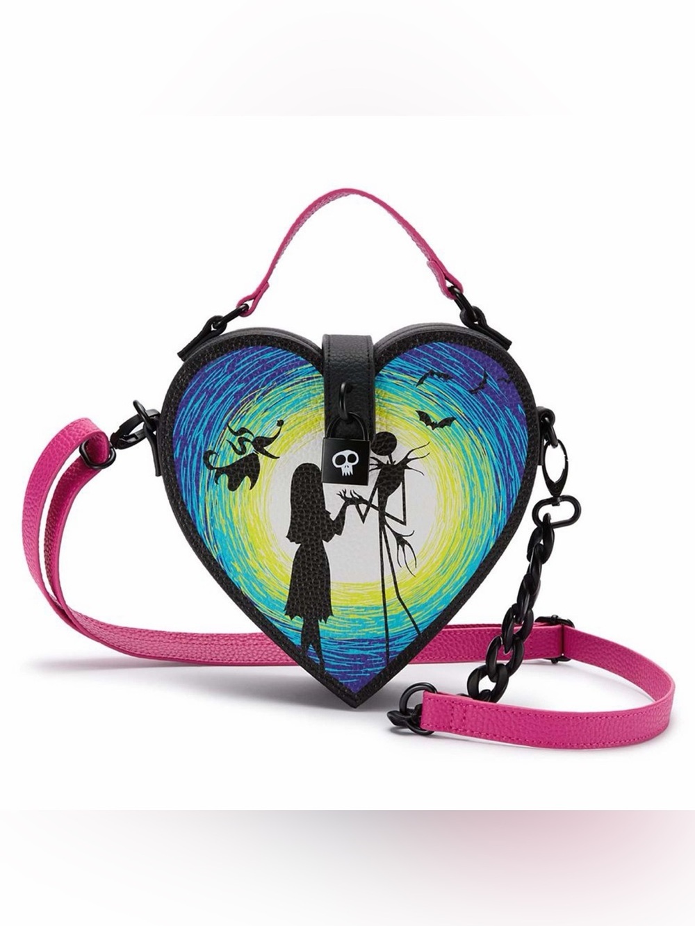 Disney Parks Nightmare Before Christmas Jack & Sally Heart Crossbody Bag Handbag